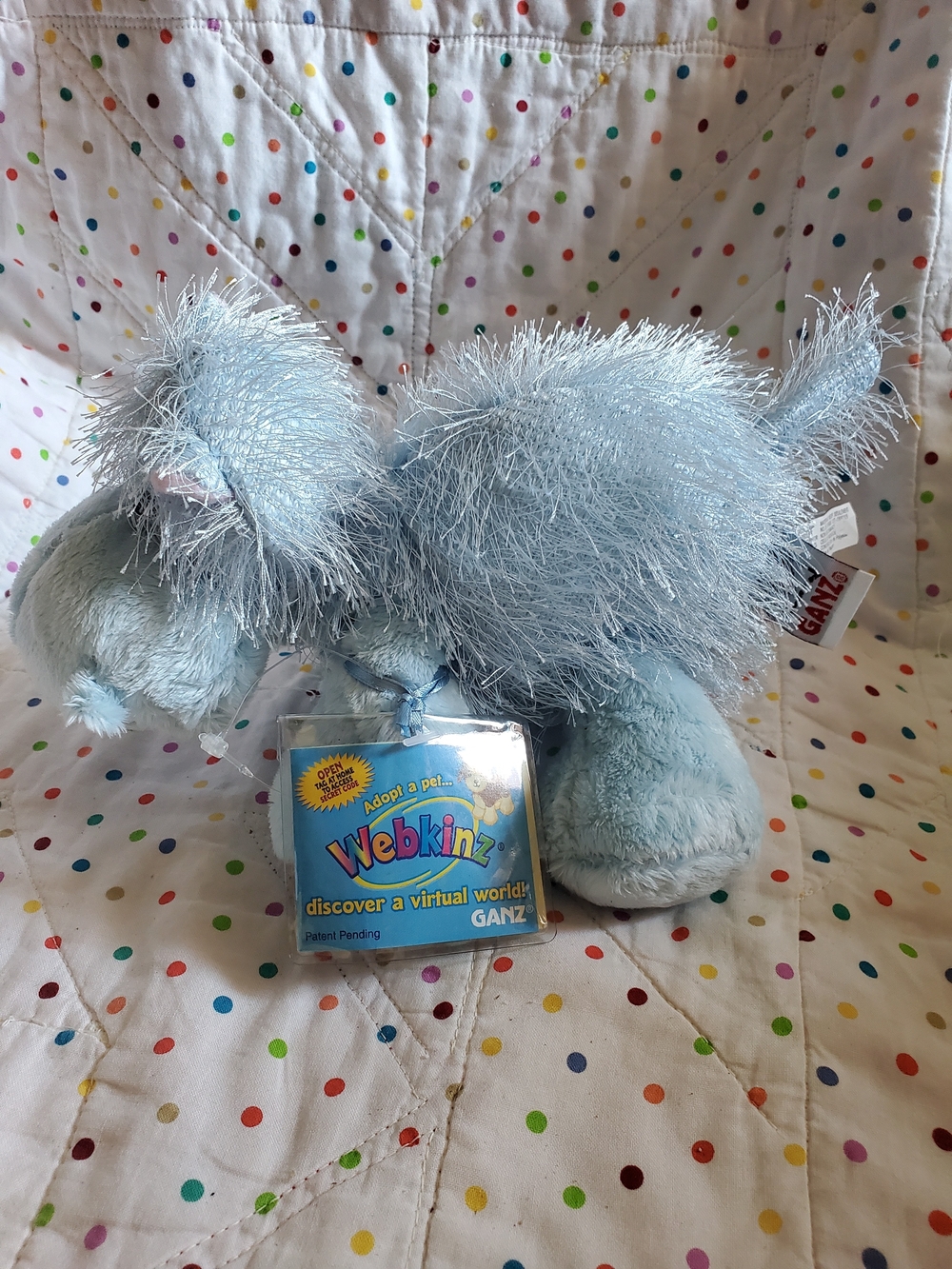 GANZ Webkinz Plush Hippo  in Light Blue with Shaggy Fur